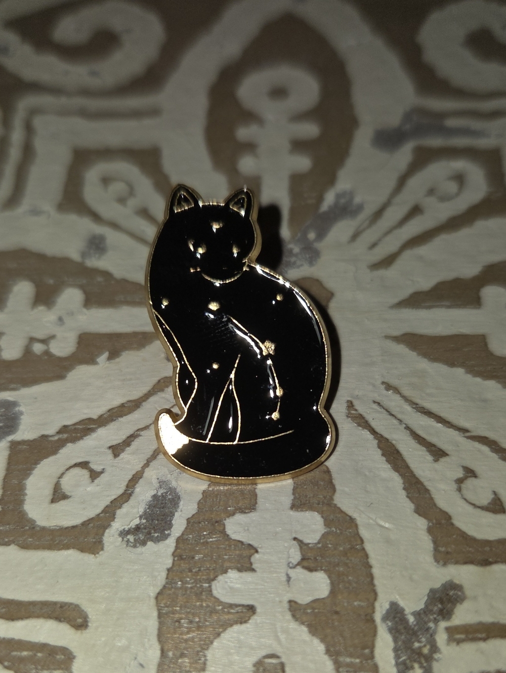 Black Cat Enamel Pin - Gold Trim